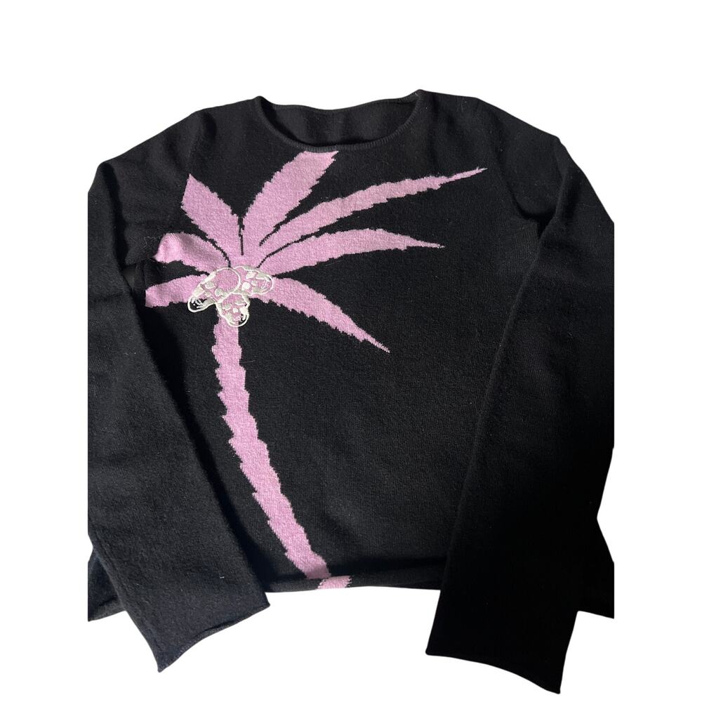 014 Lucien Pellat-Finet 100% Cashmere Graphic Sweater Black Pink Sz S